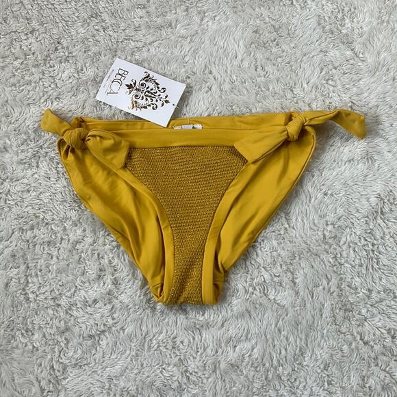 Becca side tie gold hipster swim bikini bottoms, size xs NWT - Picture 1 of 7